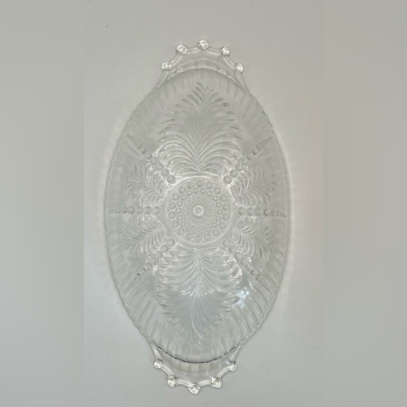 Vintage Anchor Hocking Feather and Pearl Oval Relish Dish - Picture 4 of 5